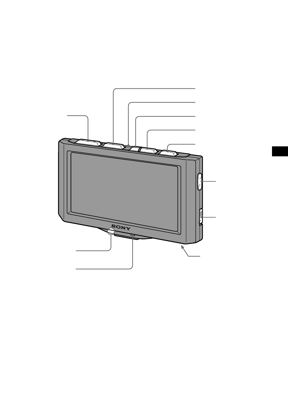 Ubicación de los controles, Monitor | Sony XTL-W70 User Manual | Page 47 / 84