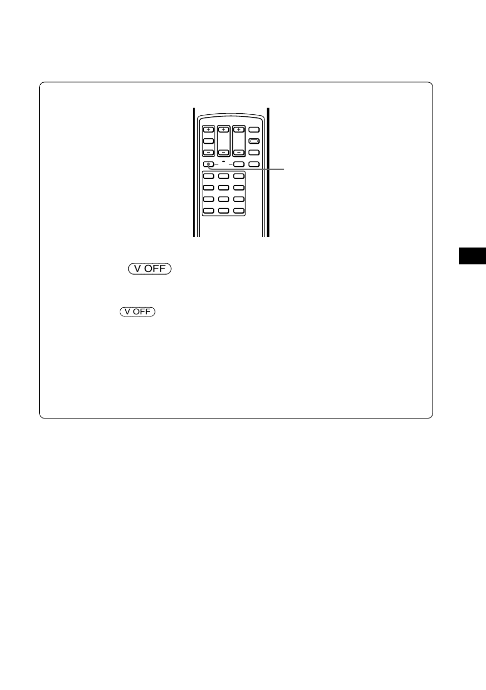 Función de desactivación de la imagen), Presione (v off) durante dos segundos, Botón v (visual) off | Sony XTL-W70 User Manual | Page 55 / 84