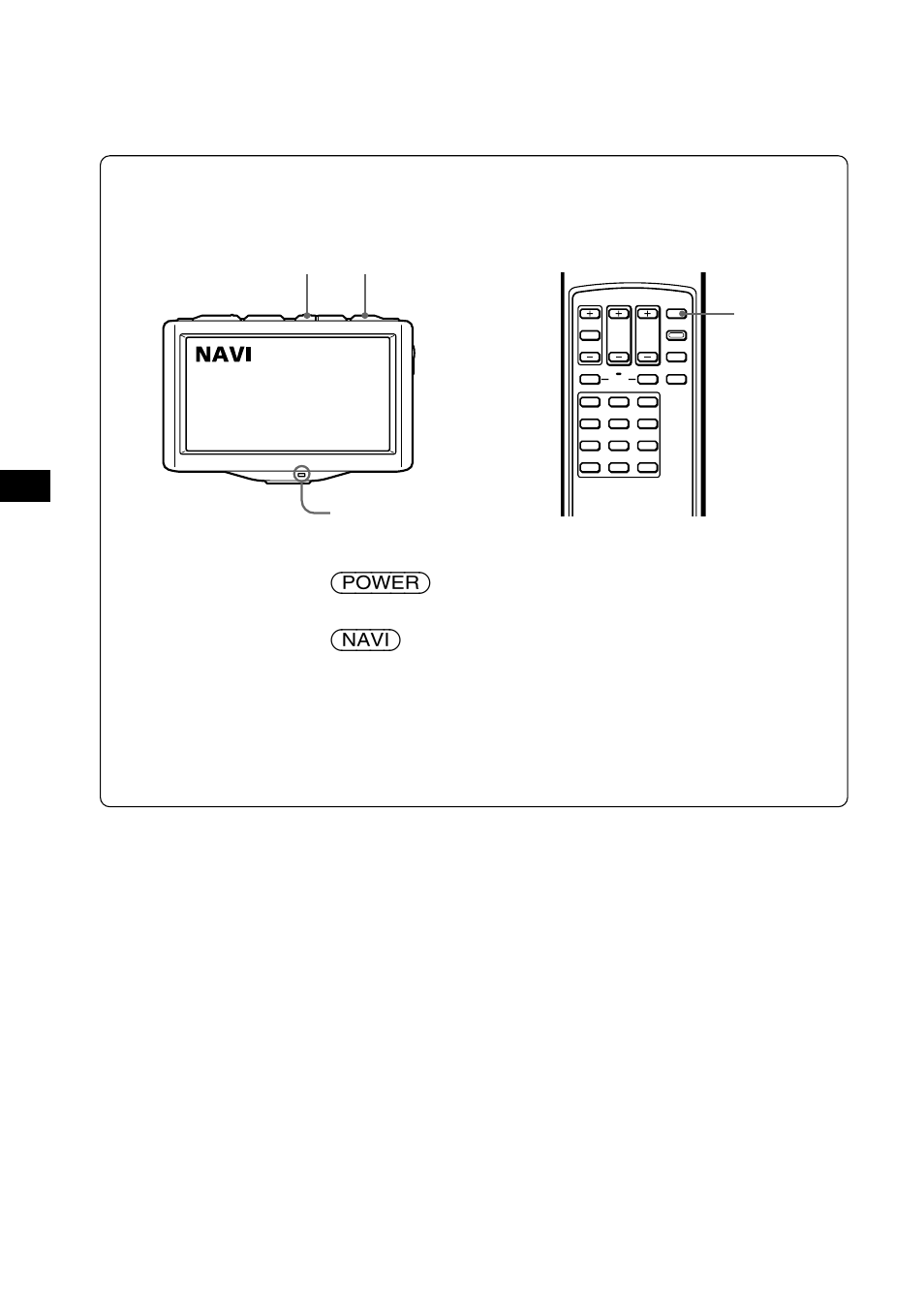 Uso de un sistema de navegación, Presione (power), Presione (navi) momentáneamente | El indicador power se ilumina, Indicador power | Sony XTL-W70 User Manual | Page 58 / 84