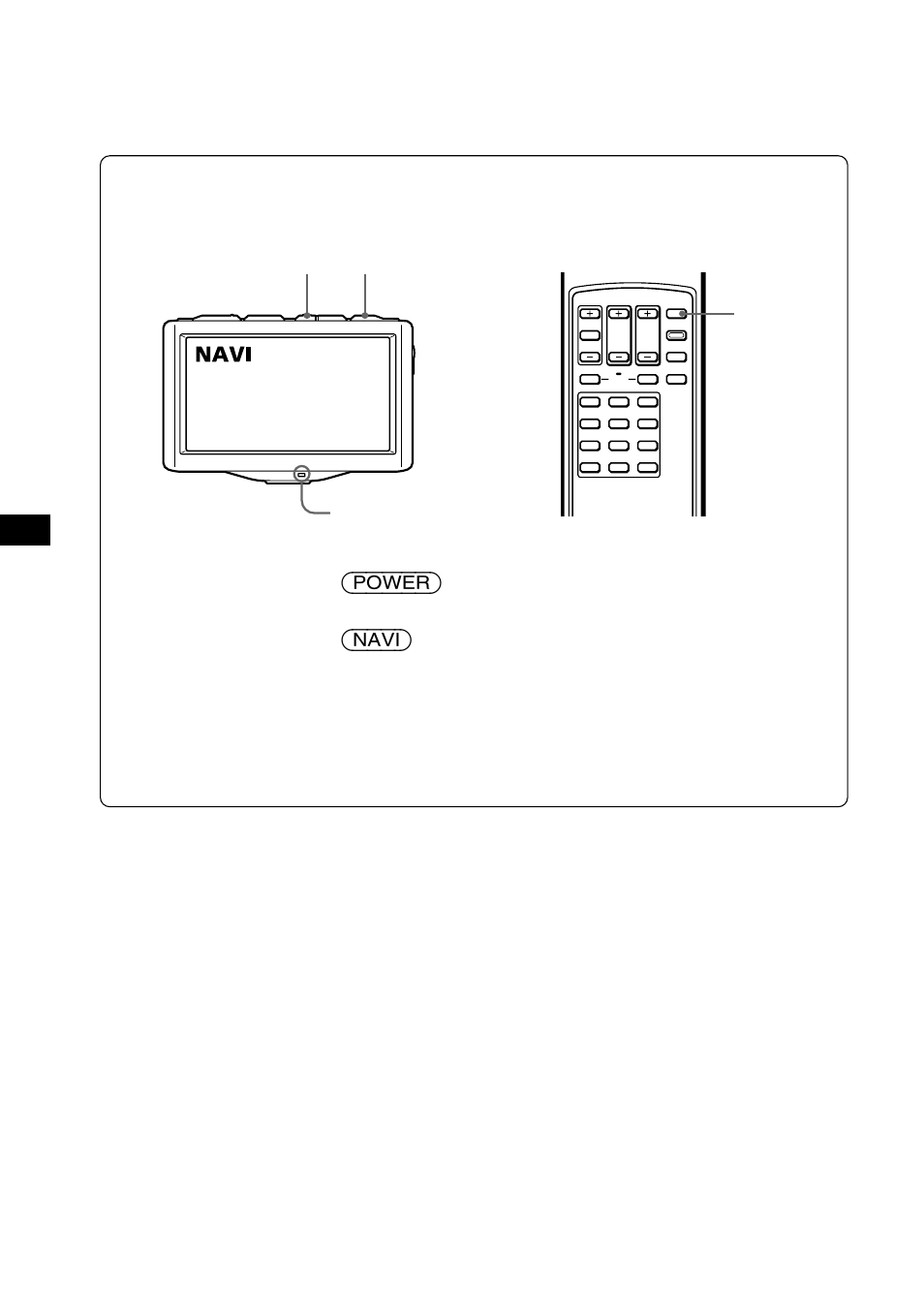 Usando o sistema de navegação, Pressione (power), Pressione (navi) momentaneamente | O indicador power acende, Indicador power | Sony XTL-W70 User Manual | Page 78 / 84