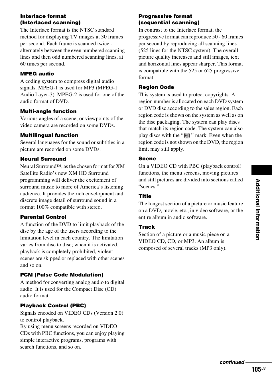 Sony DAVHDX500 User Manual | Page 105 / 120