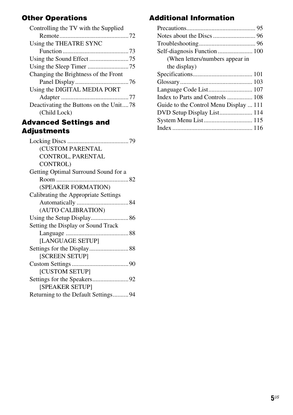 Sony DAVHDX500 User Manual | Page 5 / 120