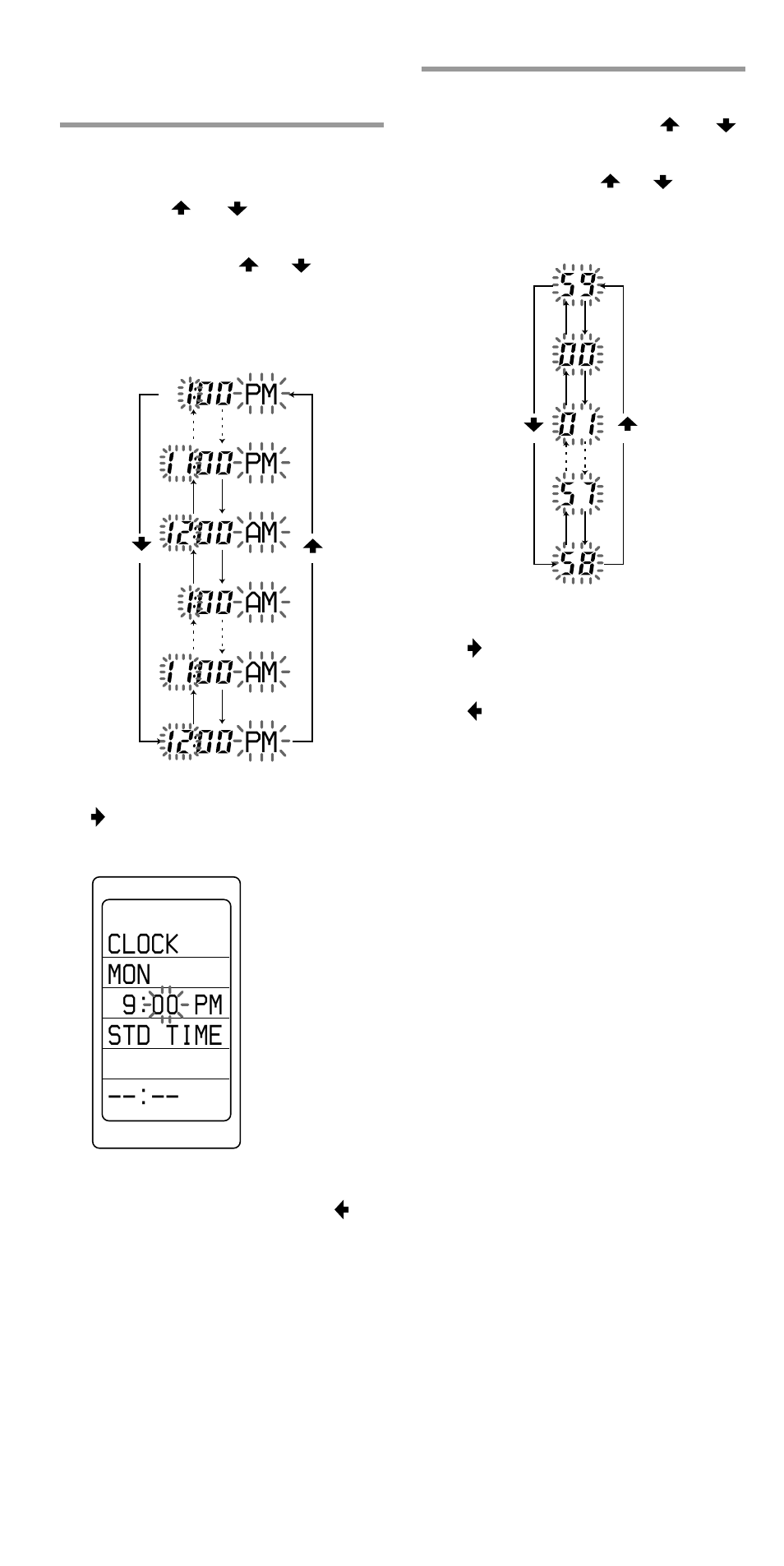 Pm am am am, Clock mon 9:00 pm std time | Sony RM-VL1000T User Manual | Page 10 / 80