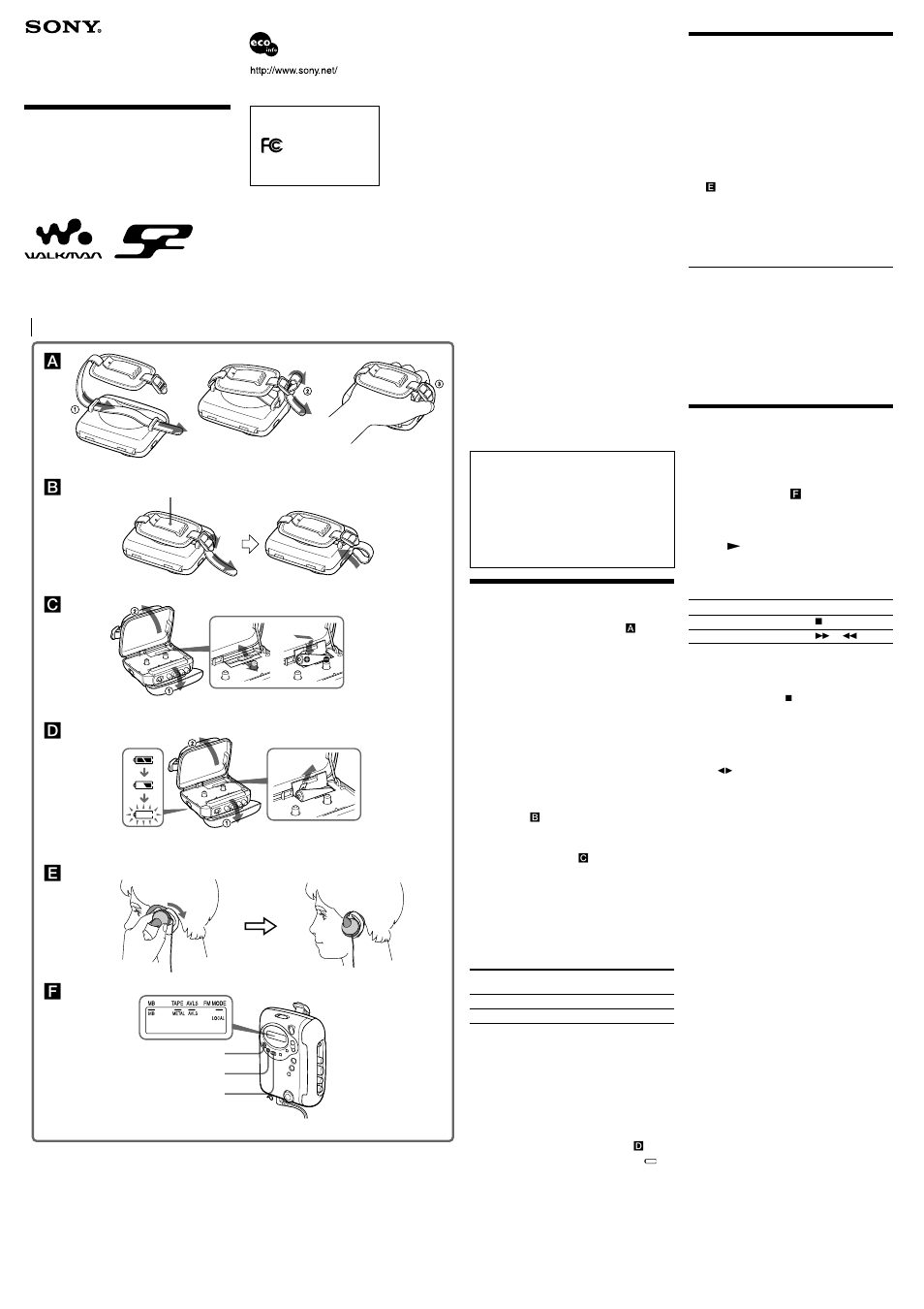 Sony WM-FS556 User Manual | 2 pages