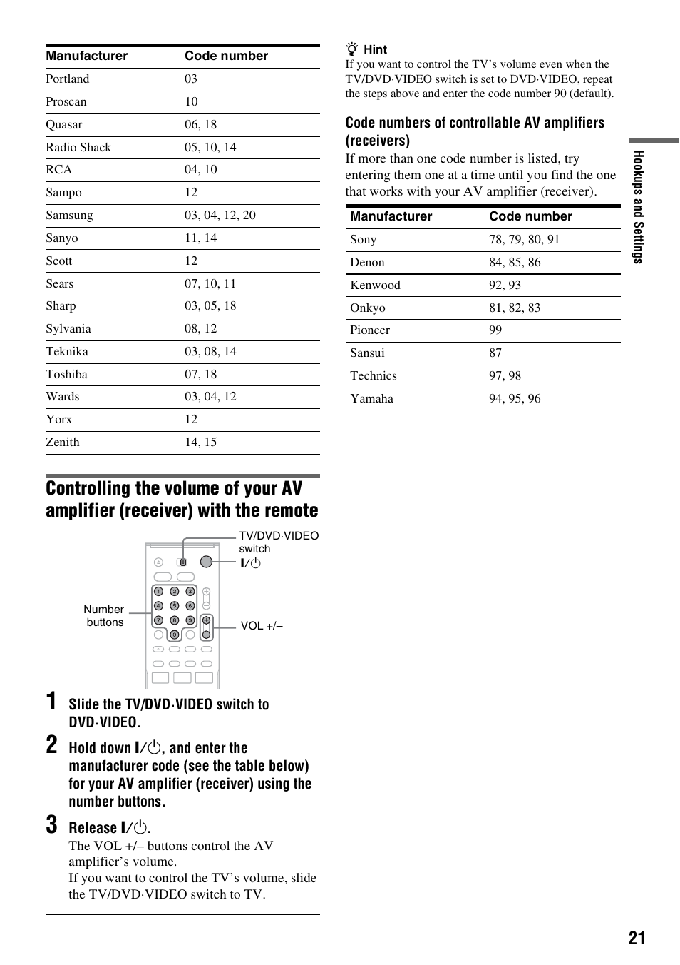 Sony RDR-VX515 User Manual | Page 21 / 124