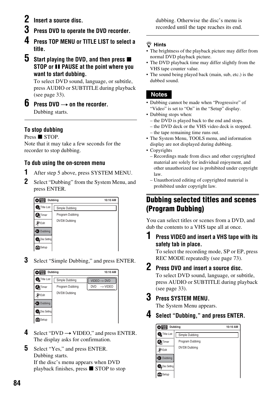 Sony RDR-VX515 User Manual | Page 84 / 124