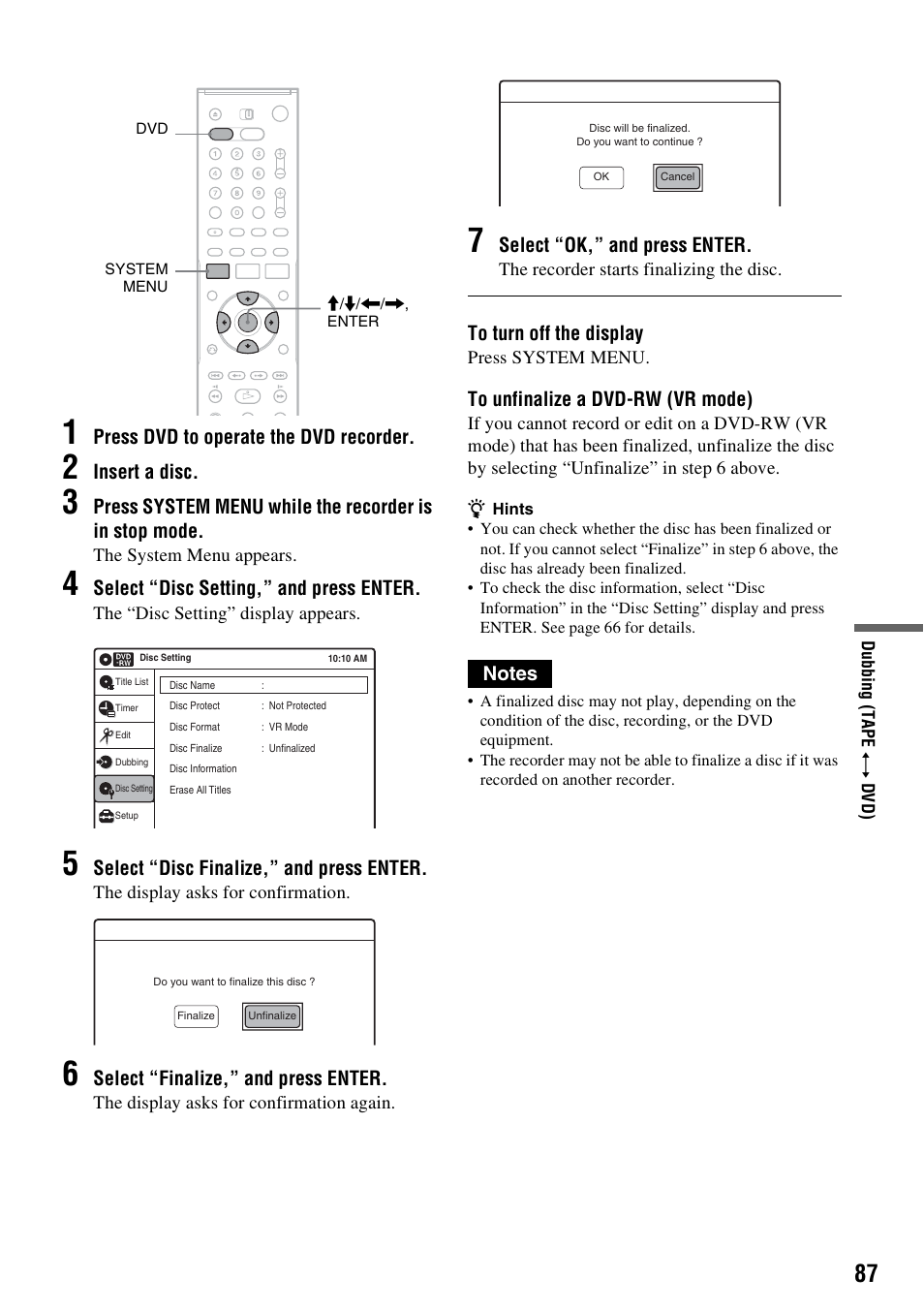 Sony RDR-VX515 User Manual | Page 87 / 124