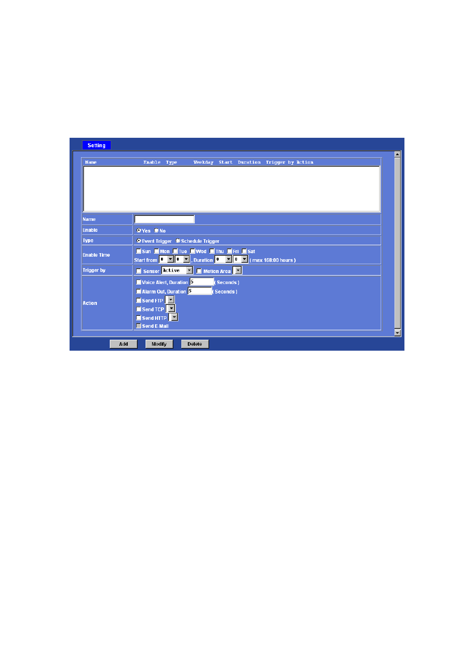 Event schedule | Sony Multi-Profile CCD Box Type Network Camera HQ1 User Manual | Page 57 / 83