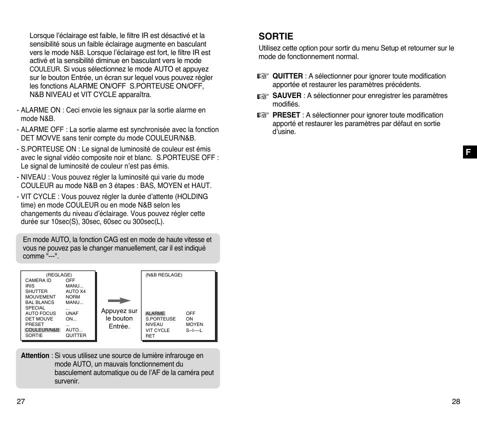 Sortie | Samsung SCC-C4201P User Manual | Page 53 / 95