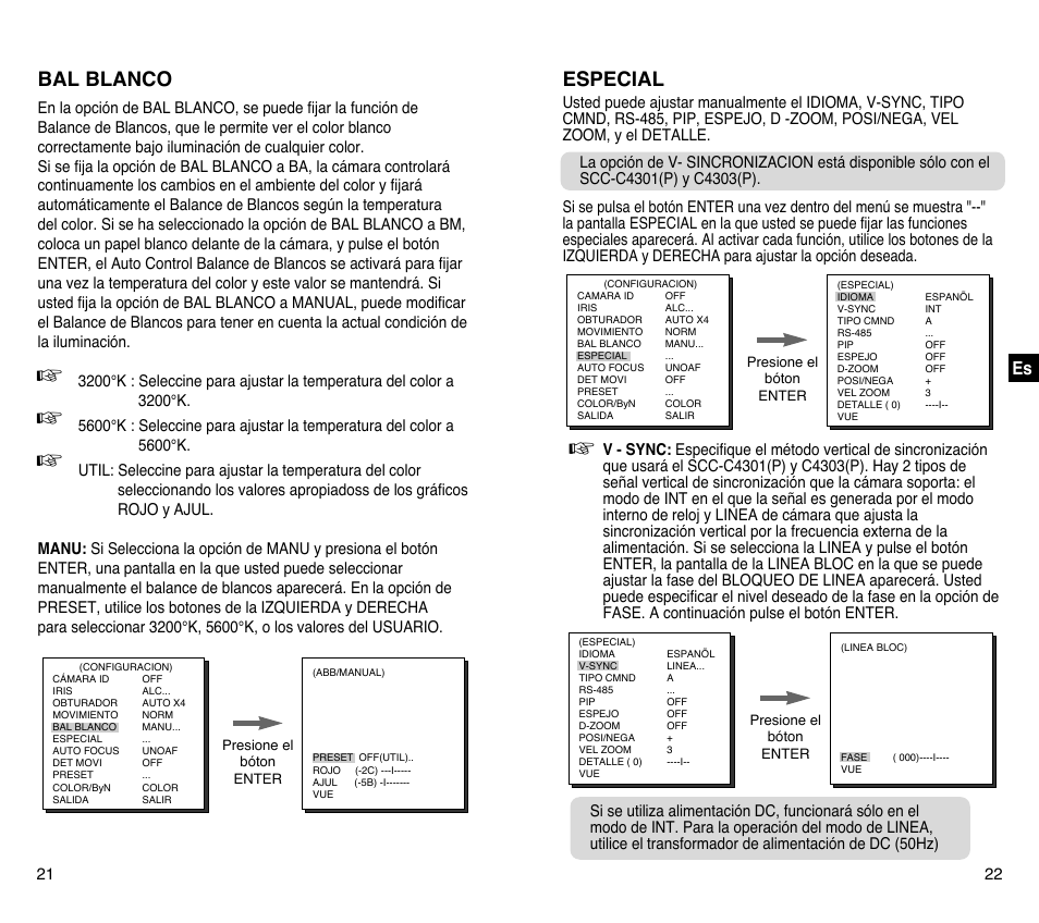 Bal blanco, Especial | Samsung SCC-C4201P User Manual | Page 69 / 95