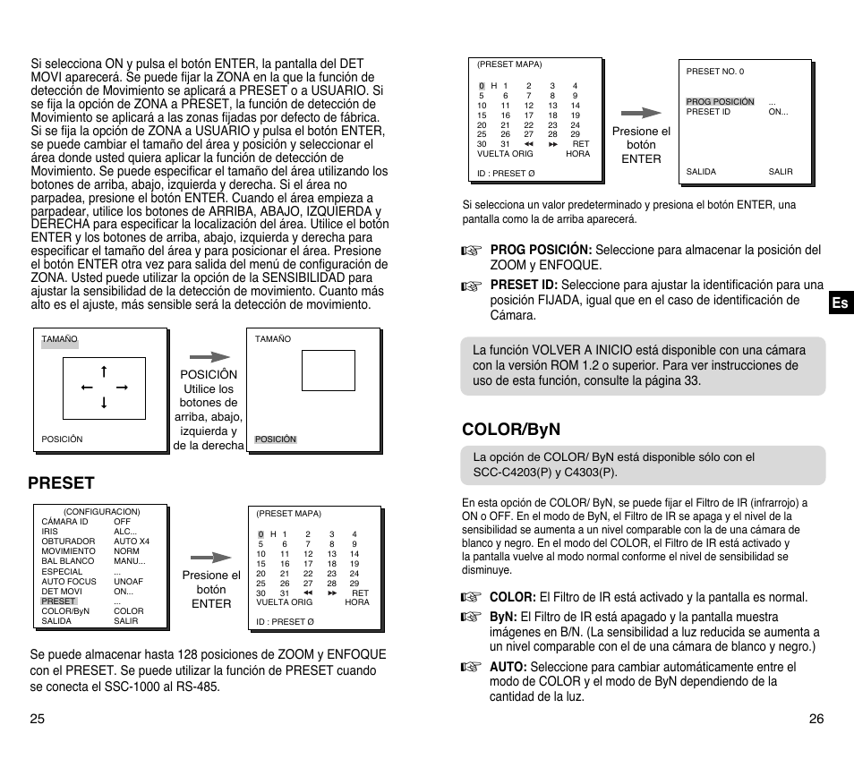 Preset, Color/byn | Samsung SCC-C4201P User Manual | Page 71 / 95