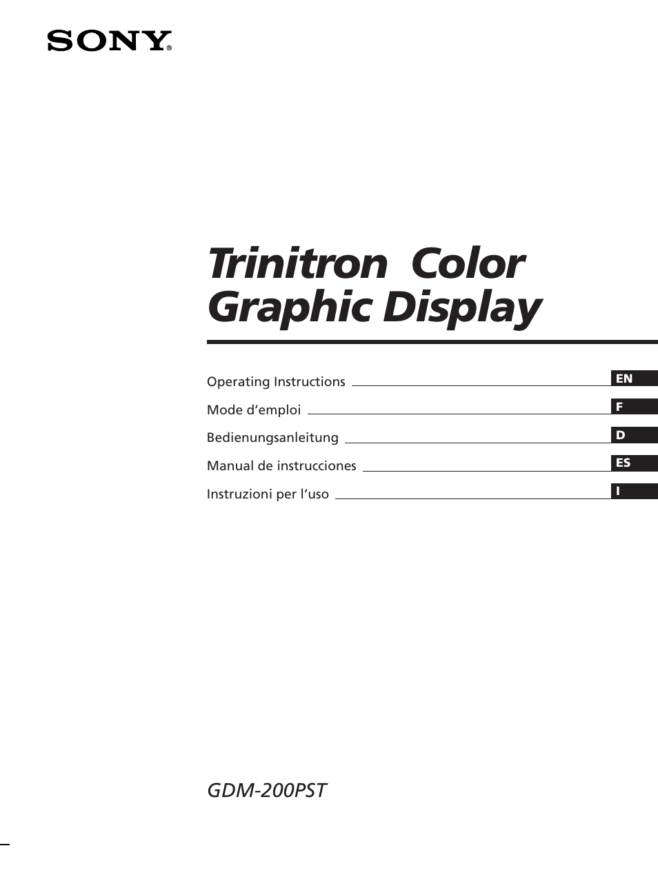 Sony GDM-200PST User Manual | 104 pages