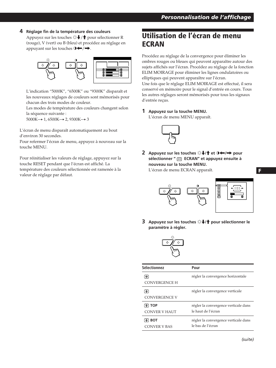 Utilisation de l’écran de menu ecran, Personnalisation de l’affichage, Fen d es i | Sony GDM-200PST User Manual | Page 33 / 104