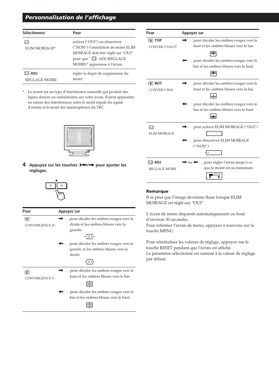 Personnalisation de l’affichage | Sony GDM-200PST User Manual | Page 34 / 104