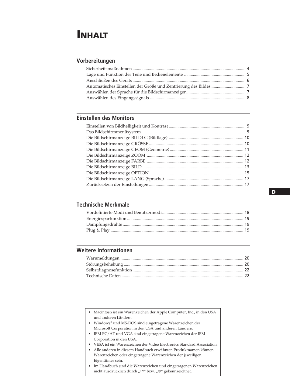Nhalt | Sony GDM-200PST User Manual | Page 43 / 104