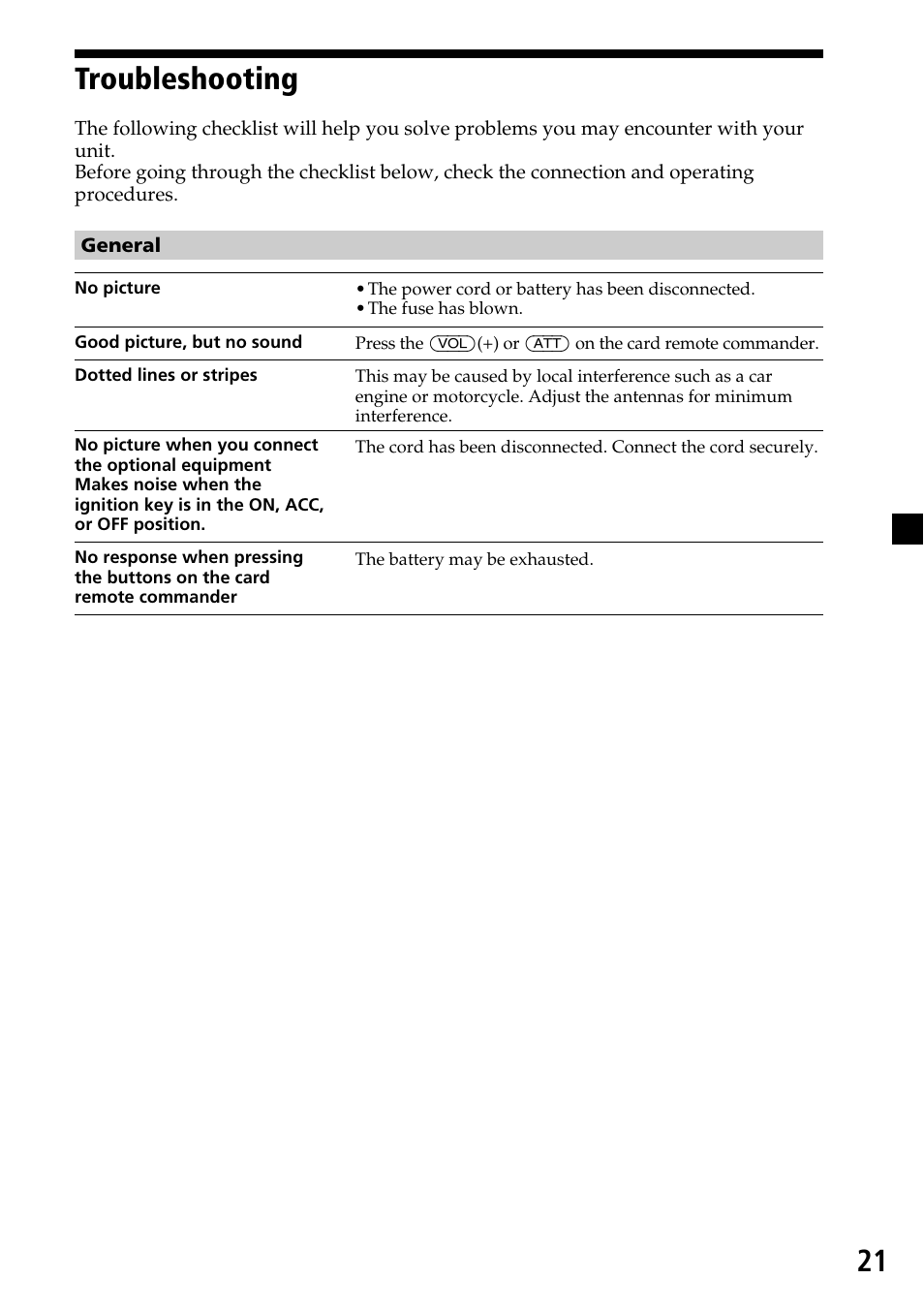 Troubleshooting, 21 troubleshooting | Sony XVM-H65 User Manual | Page 21 / 104