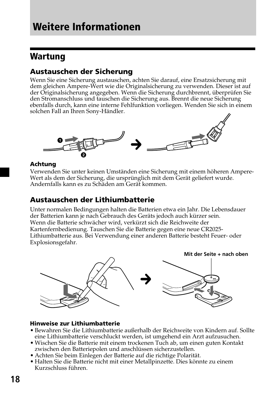 Weitere informationen, Wartung | Sony XVM-H65 User Manual | Page 38 / 104