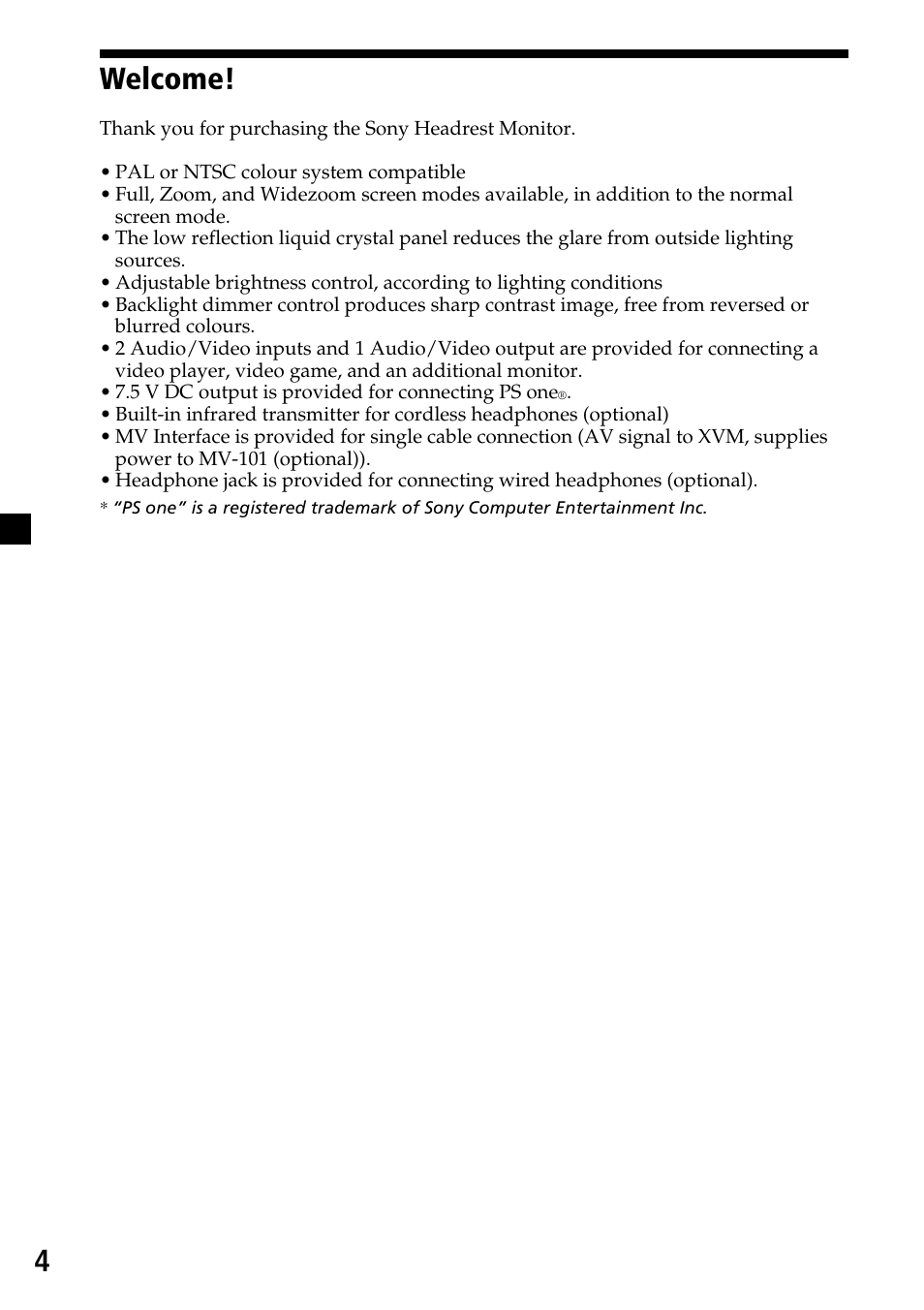 Welcome, 4welcome | Sony XVM-H65 User Manual | Page 4 / 104