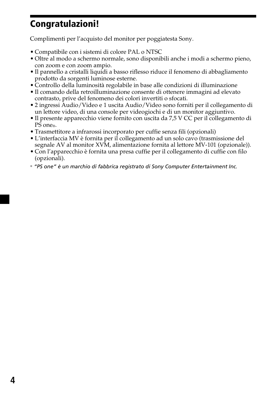 Congratulazioni, 4congratulazioni | Sony XVM-H65 User Manual | Page 64 / 104