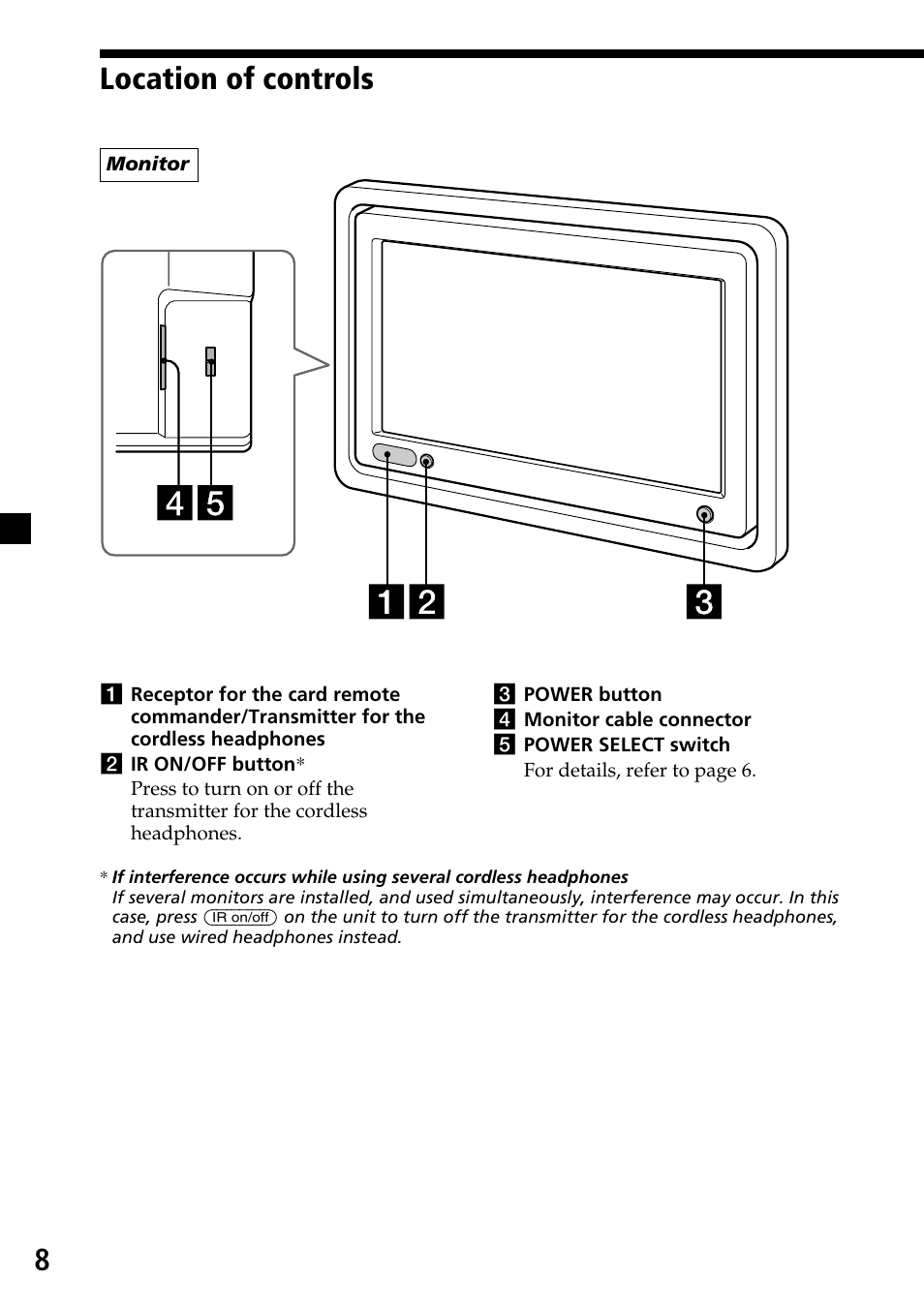 Location of controls, 8location of controls | Sony XVM-H65 User Manual | Page 8 / 104