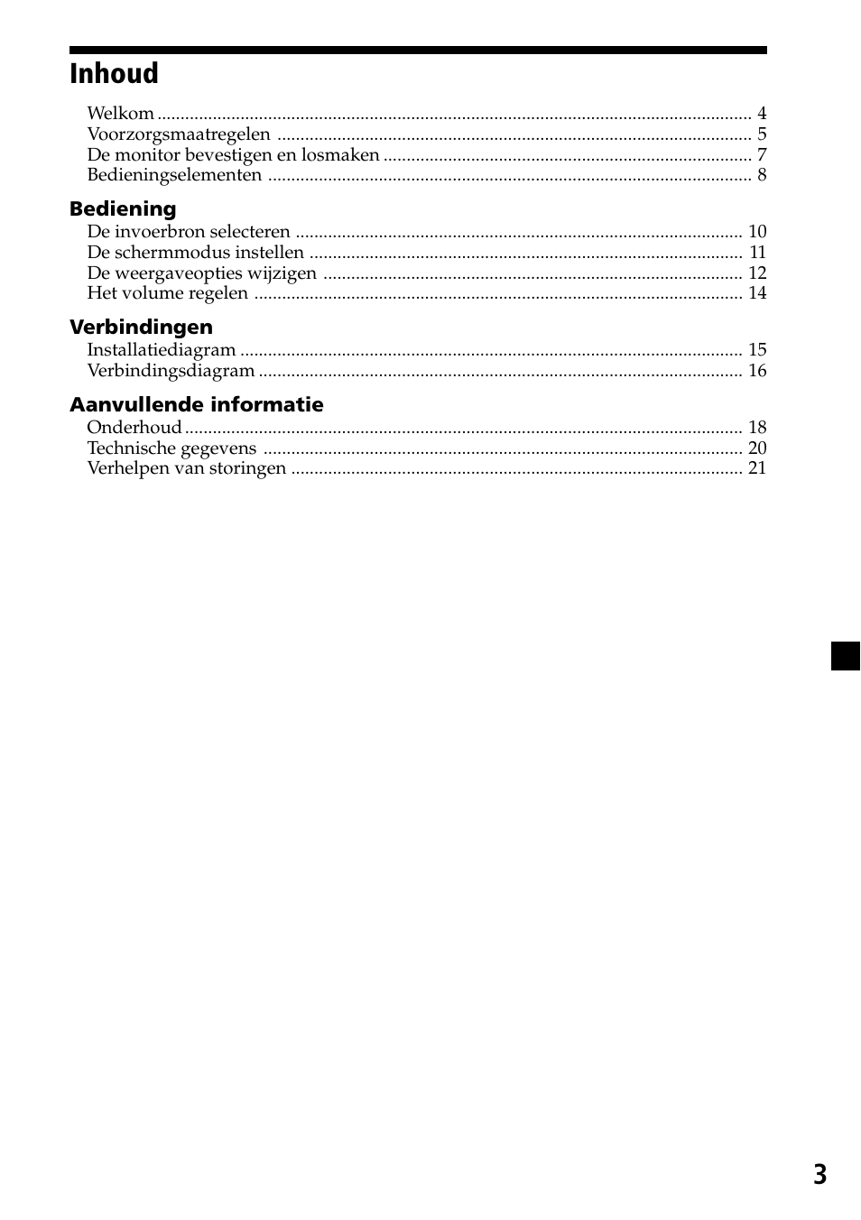 Inhoud, 3inhoud | Sony XVM-H65 User Manual | Page 83 / 104