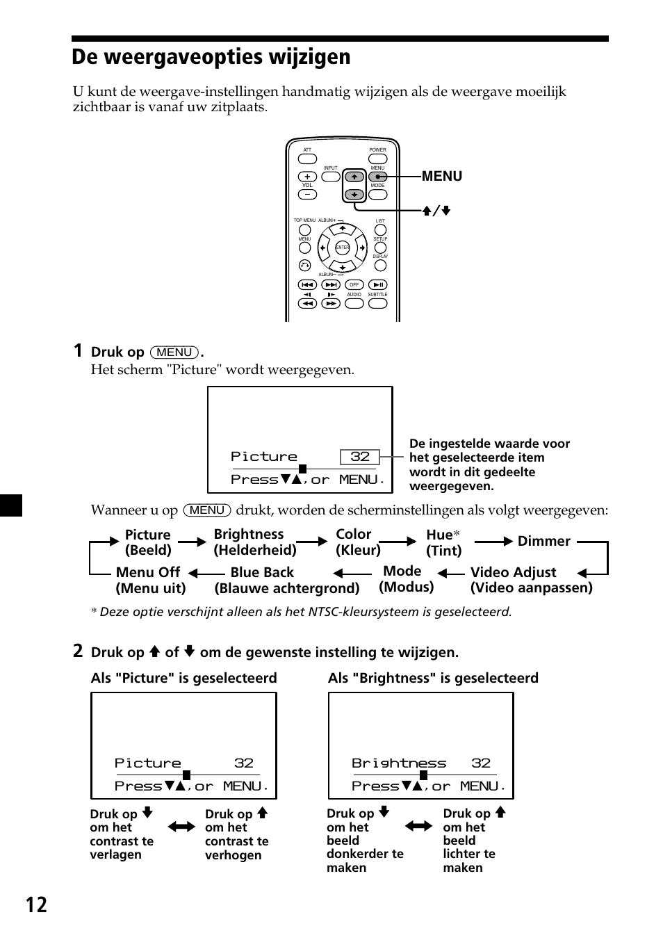 De weergaveopties wijzigen | Sony XVM-H65 User Manual | Page 92 / 104