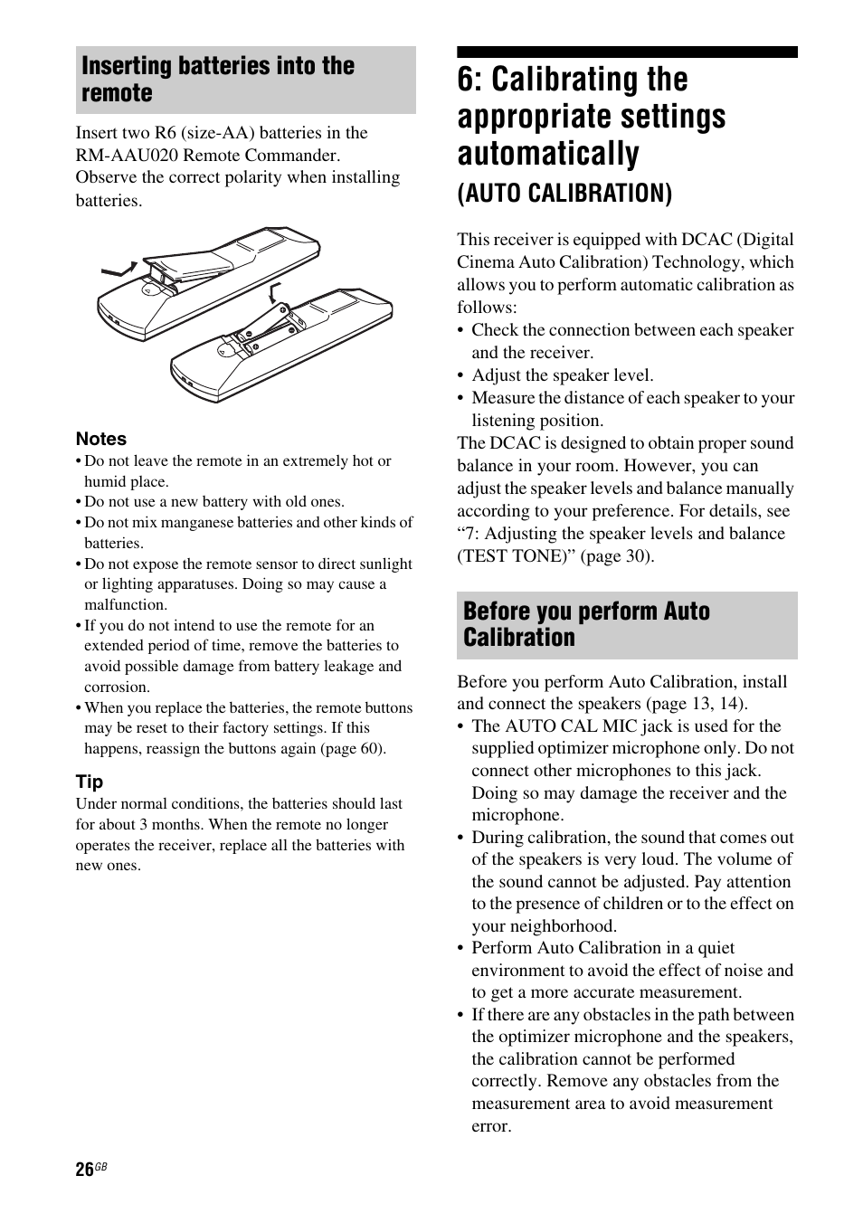 Calibrating the appropriate settings, Automatically, Auto calibration) | Calibrating the appropriate settings automatically | Sony 3-284-083-41(1) User Manual | Page 26 / 72