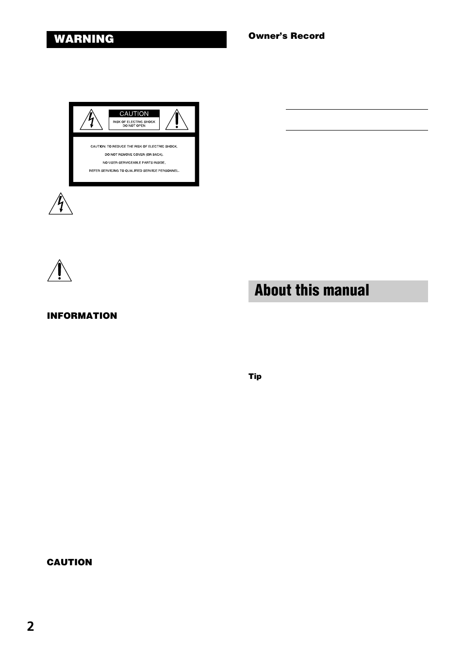 About this manual, Warning | Sony CDP-CE275 User Manual | Page 2 / 16