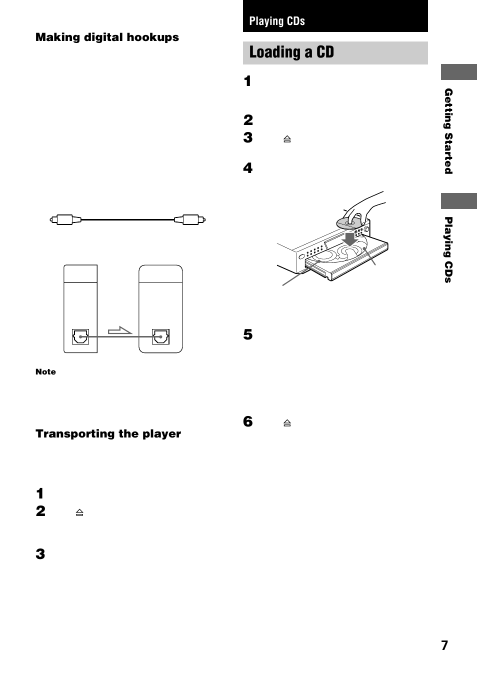 Loading a cd | Sony CDP-CE275 User Manual | Page 7 / 16