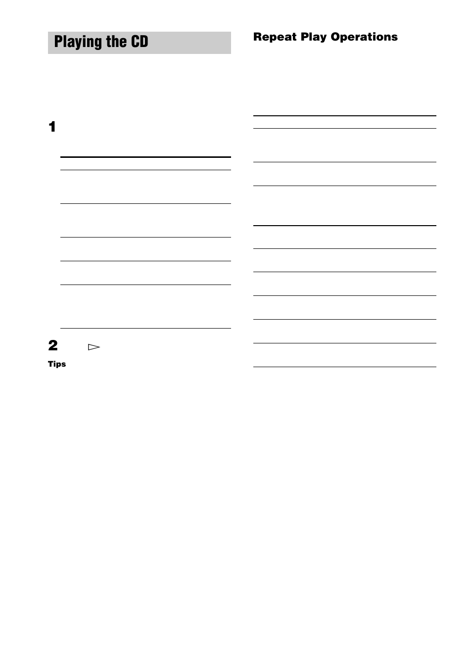 Playing the cd, Repeat play operations | Sony CDP-CE275 User Manual | Page 8 / 16