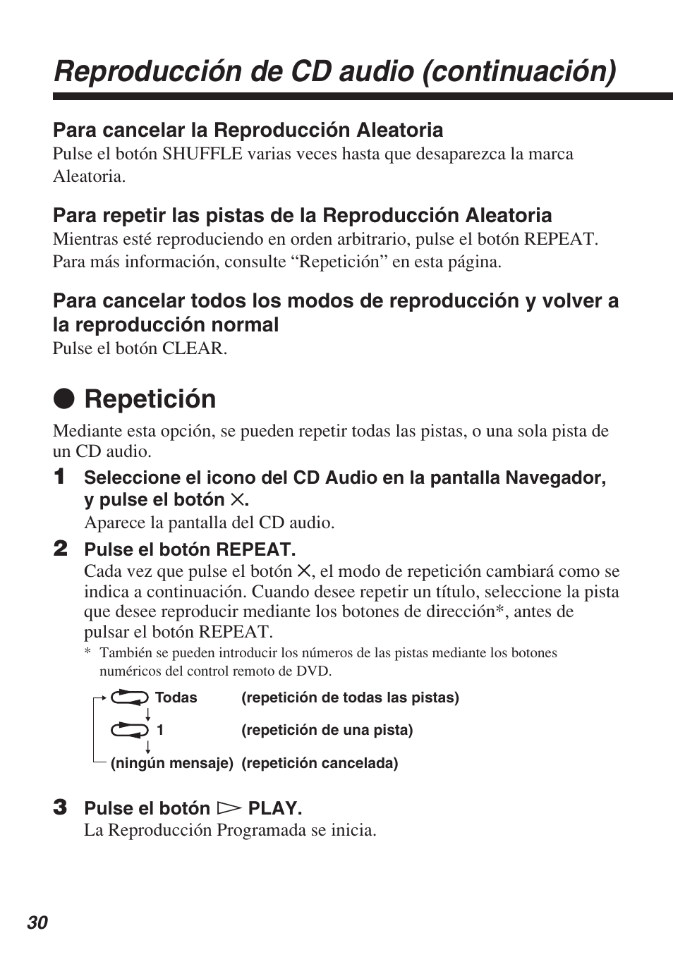 Reproducción de cd audio (continuación), Z repetición | Sony SCPH-10420 U User Manual | Page 102 / 112