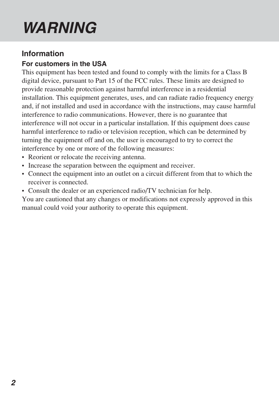 Warning | Sony SCPH-10420 U User Manual | Page 2 / 112