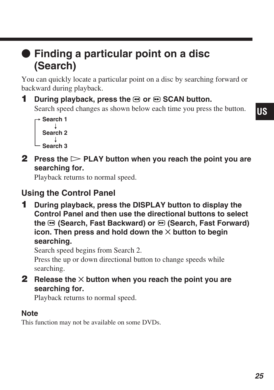 Z finding a particular point on a disc (search) | Sony SCPH-10420 U User Manual | Page 25 / 112