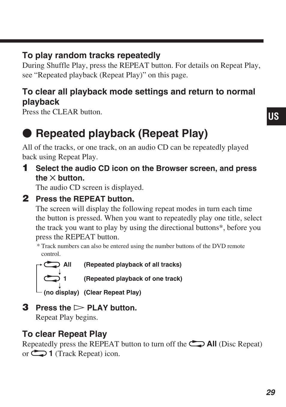 Z repeated playback (repeat play) | Sony SCPH-10420 U User Manual | Page 29 / 112