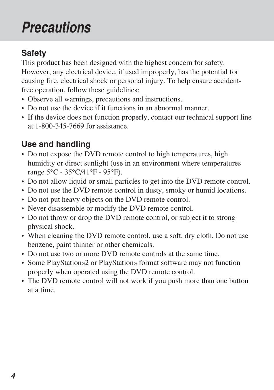 Precautions | Sony SCPH-10420 U User Manual | Page 4 / 112