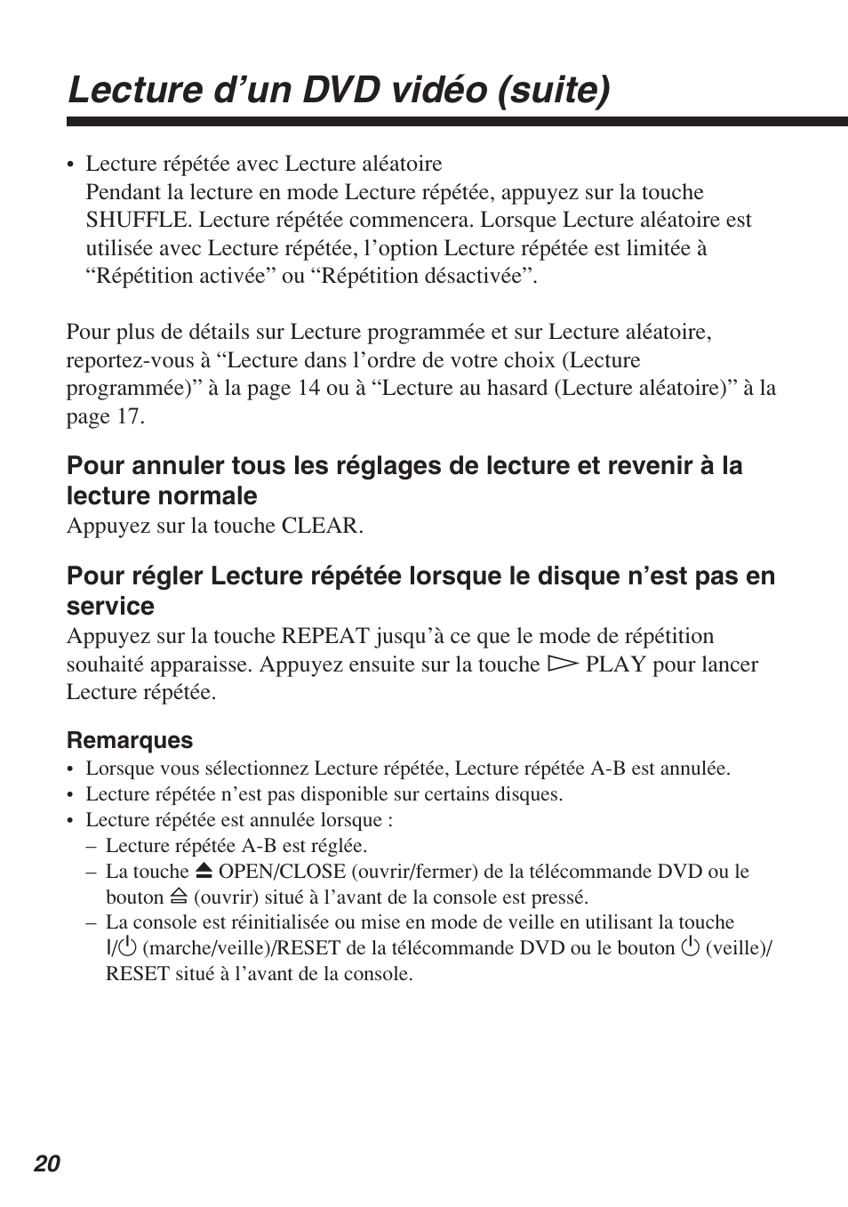 Lecture d’un dvd vidéo (suite) | Sony SCPH-10420 U User Manual | Page 56 / 112