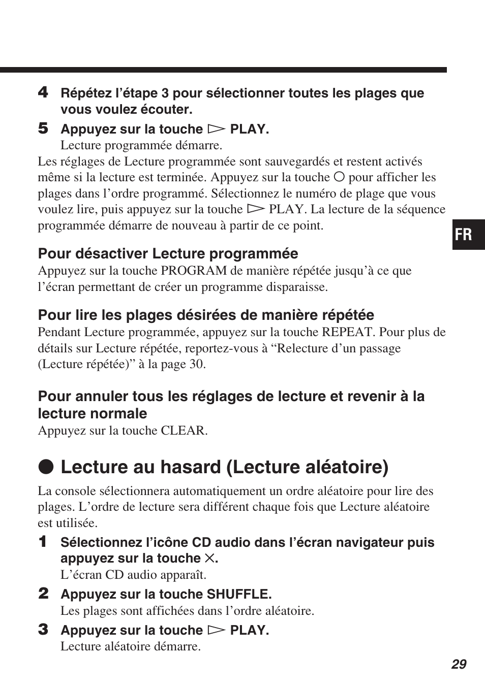 Z lecture au hasard (lecture aléatoire) | Sony SCPH-10420 U User Manual | Page 65 / 112