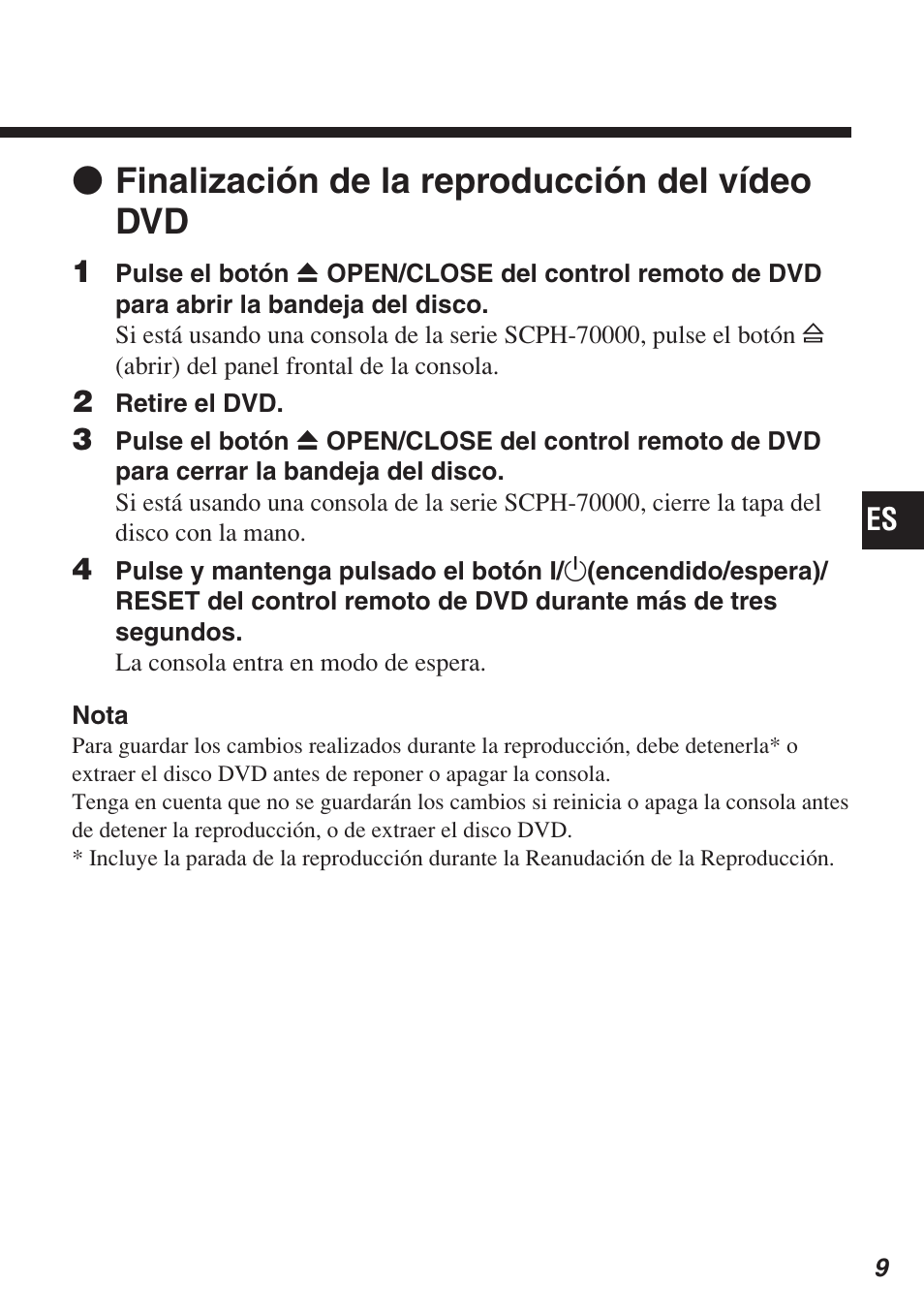 Z finalización de la reproducción del vídeo dvd | Sony SCPH-10420 U User Manual | Page 81 / 112