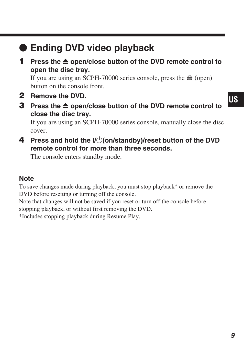 Z ending dvd video playback | Sony SCPH-10420 U User Manual | Page 9 / 112