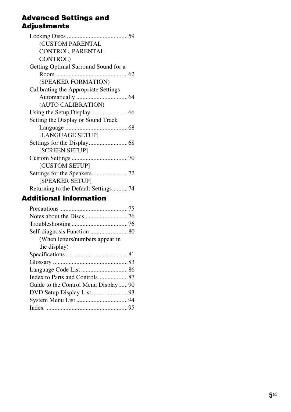Sony DAV-HDZ235 User Manual | Page 5 / 100
