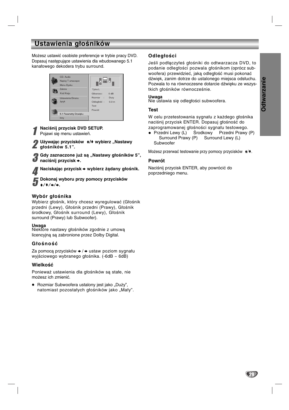 Ustawienia głośników, Odtwarzanie | Sony DAV-SB200 User Manual | Page 109 / 120