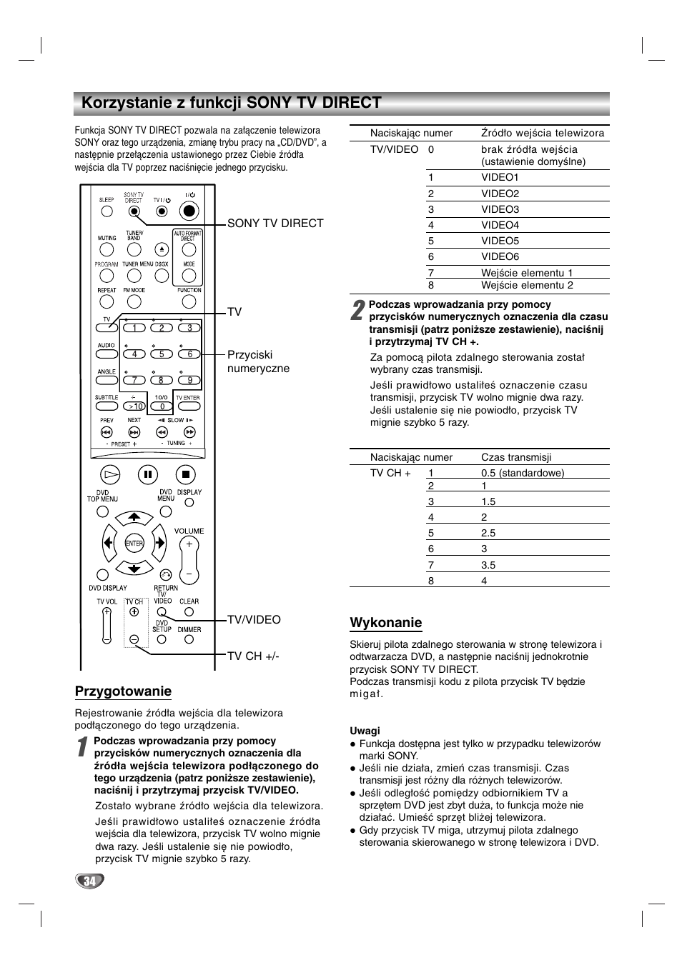 Korzystanie z funkcji sony tv direct, Wykonanie, Przygotowanie | Sony DAV-SB200 User Manual | Page 114 / 120