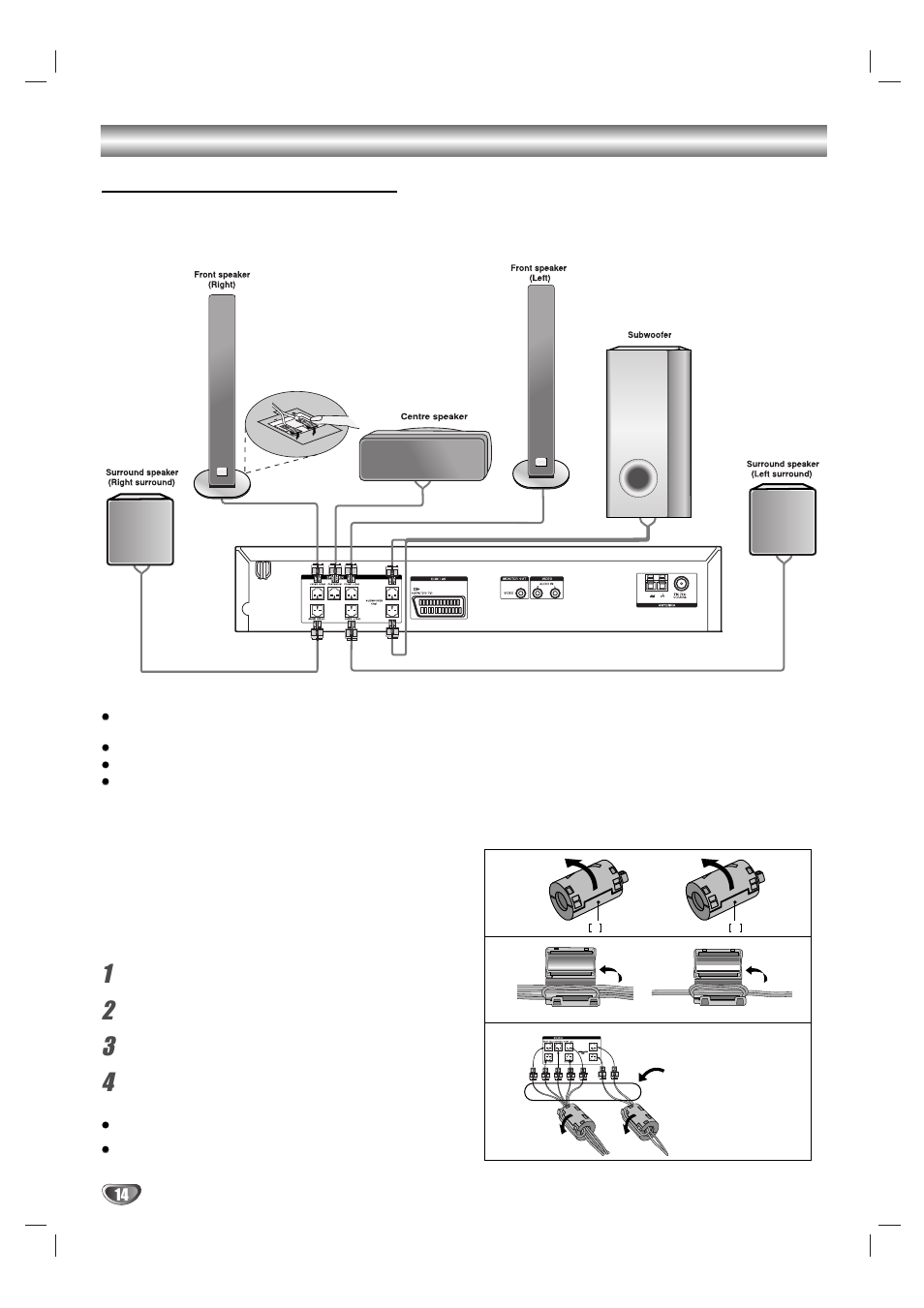Connections (continued) speaker system connection | Sony DAV-SB200 User Manual | Page 14 / 120