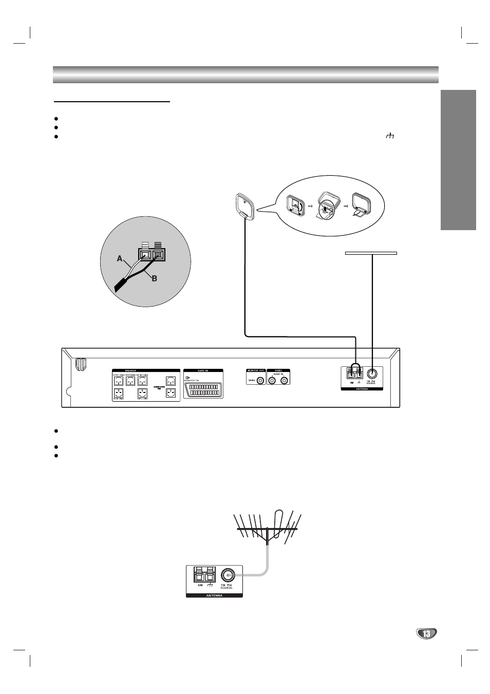 Anschlüsse (forts.) antennenanschlüsse, Vorbereitung | Sony DAV-SB200 User Manual | Page 53 / 120