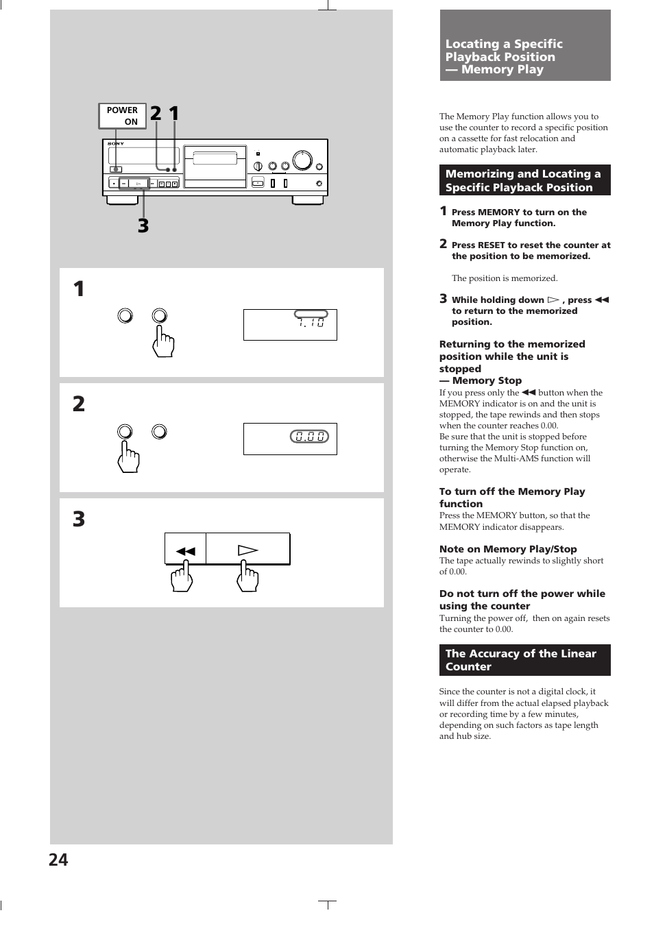 The accuracy of the linear counter | Sony TC-K615S User Manual | Page 24 / 60