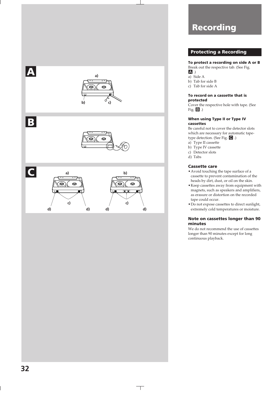 Protecting a recording, Recording | Sony TC-K615S User Manual | Page 32 / 60