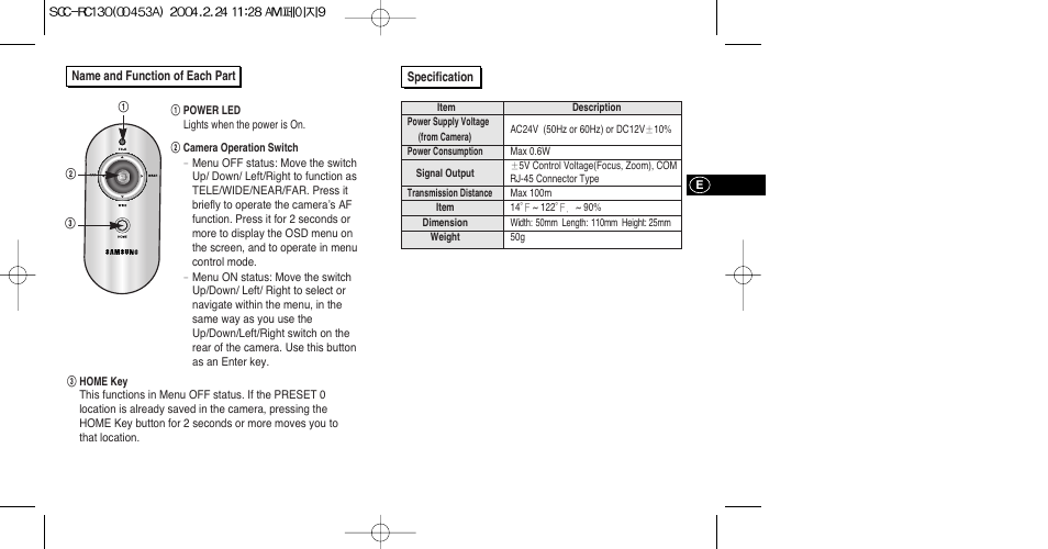 Samsung SCC-RC130E User Manual | Page 5 / 15