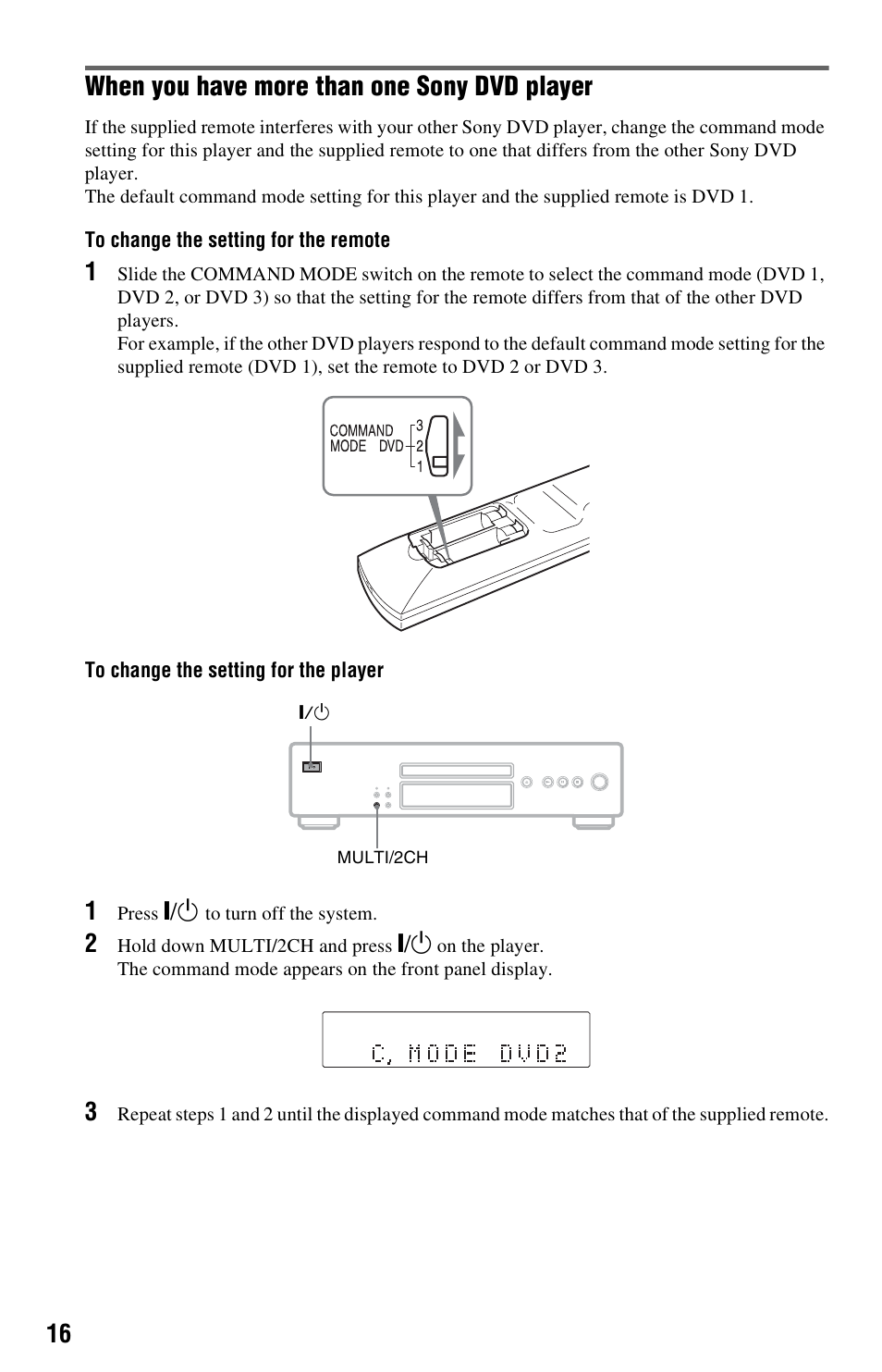 When you have more than one sony dvd player | Sony DVP-NS3100ES User Manual | Page 16 / 88