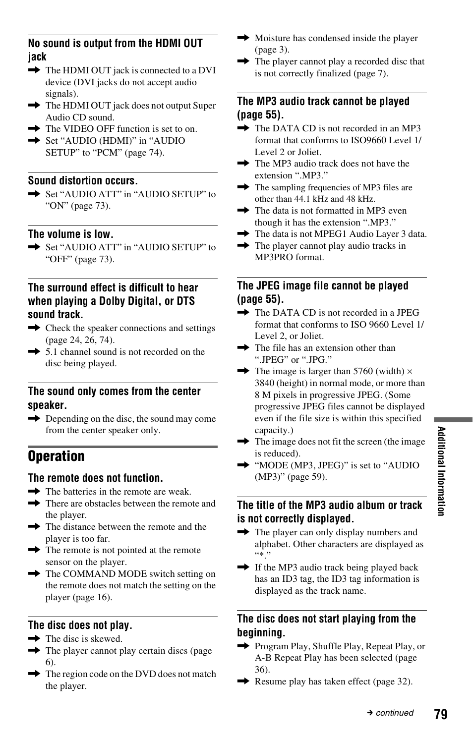 Operation | Sony DVP-NS3100ES User Manual | Page 79 / 88
