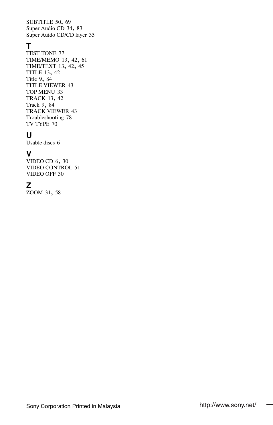 Sony DVP-NS3100ES User Manual | Page 88 / 88